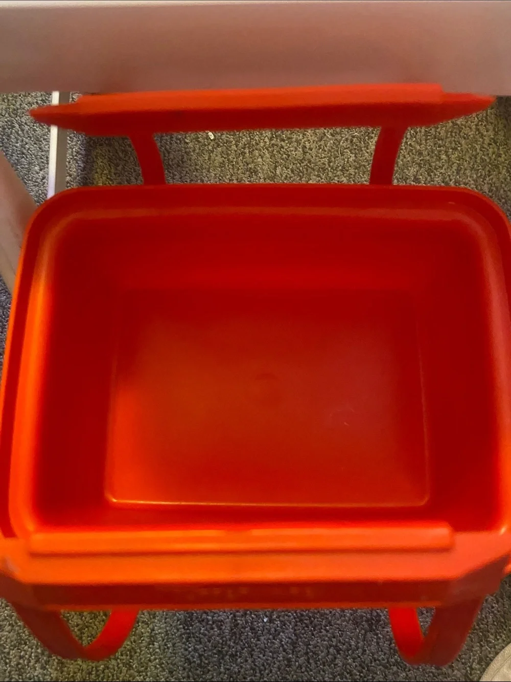 VTG, TUPPERWARE Made In USA Red Plastic Food Storage Container with Snap Handlet